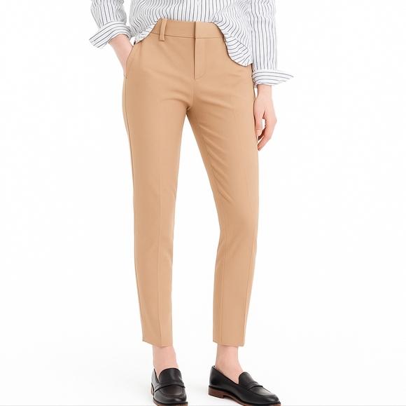 J. Crew Women's Cameron Preppy Work Career Office Slim Crop Pants Camel Tan 12 - Picture 2 of 14